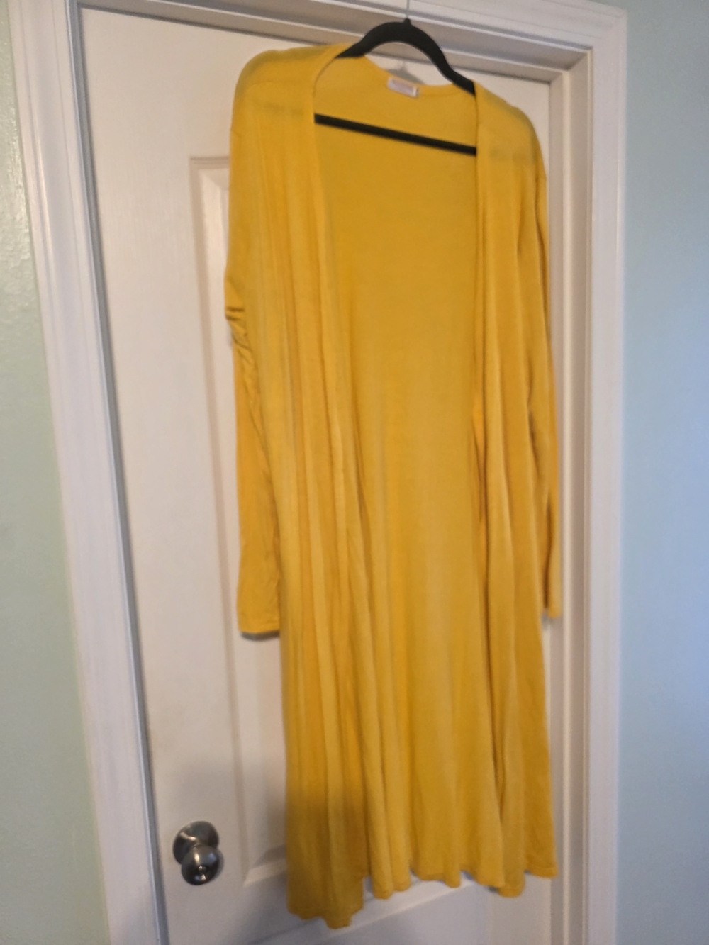 Long Open-Front Yellow Women's Cardigan Sweater